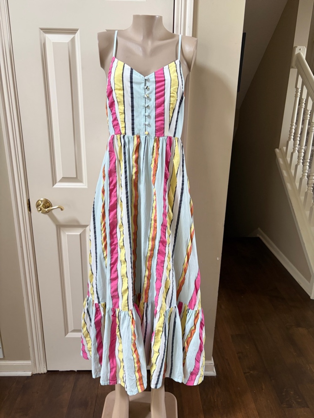 New J. Crew Pastel Stripe Button-Front Midi/maxi Dress, 6